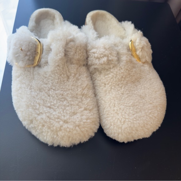 NEW Women’s Birkenstock Cream Boston Teddy Clogs faux Shearling Sz EU39/US8-8.5 - Picture 7 of 8